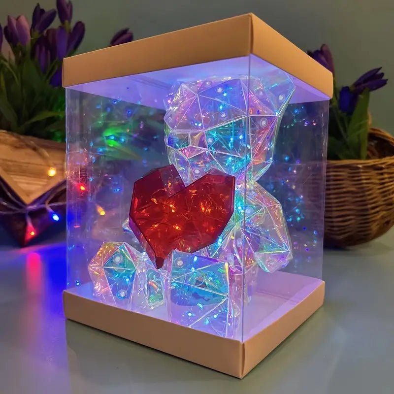 Gorgeous Shining LED Teddy Bear Holding a Red Heart - Memories InsiteCRYSTAL LED TEDDY BEAR-2